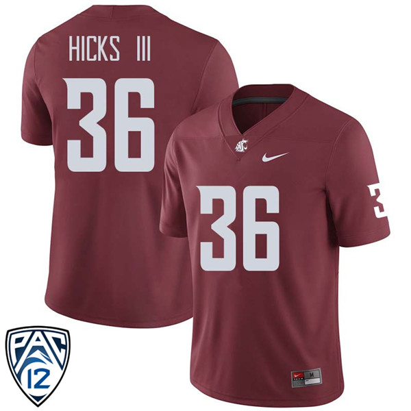 Men #36 George Hicks III Washington State Cougars College Football Jerseys Sale-Crimson